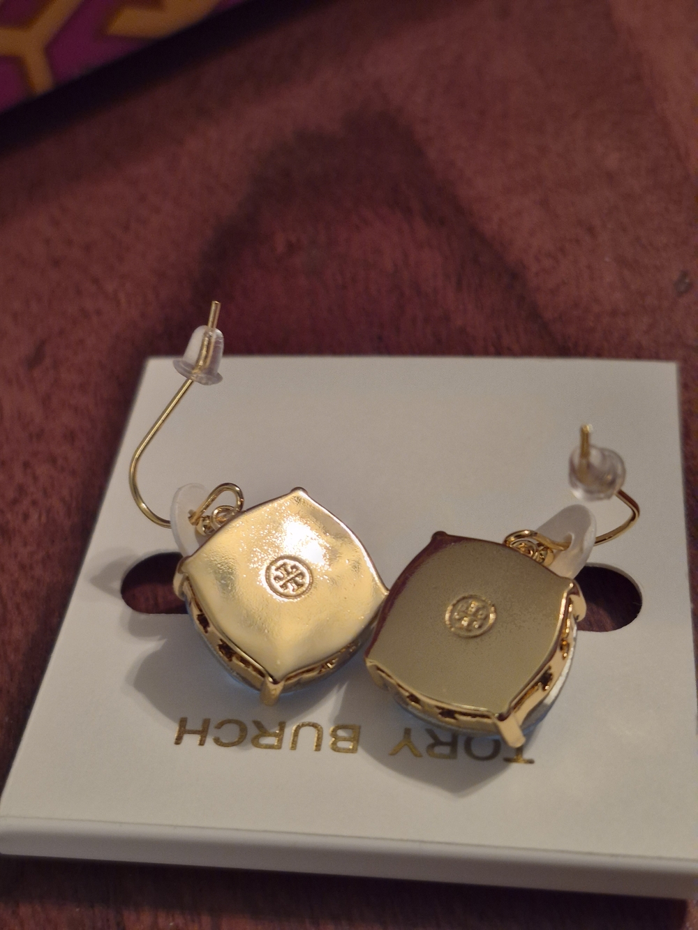 Tory Burch Gold-Plated Blue Crystal Drop Earrings - Picture 5 of 7